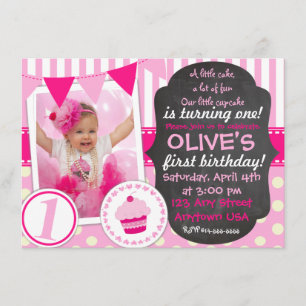 Convite para primeiro aniversario de cupcake peque