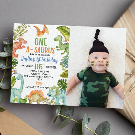Convite para primeiro aniversario de dinossauros d