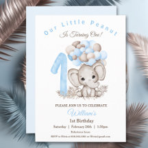 Convite para primeiro aniversario de Elefante Boni