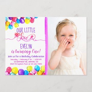 Convite para primeiro aniversario de Garota de BAL