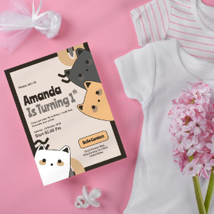 Convite para primeiro aniversario de Gato Gato