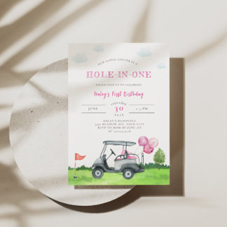 Convite para primeiro aniversario de Golfe Rosa Bu
