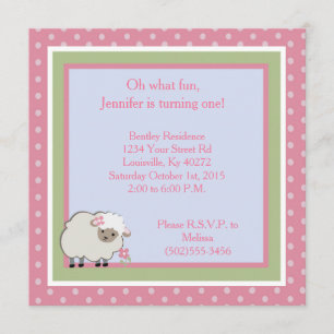 Convite para primeiro aniversario de Lamb de Sonho