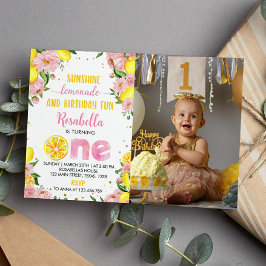 Convite para primeiro aniversario de Limão Floral 