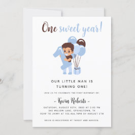 Convite para primeiro aniversario de Menino com Gr