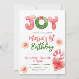 Convite para primeiro aniversario de Natal de Joy