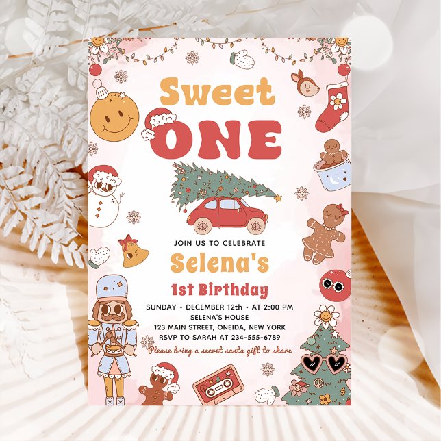 Convite para primeiro aniversario de Natal Sweet O (Criador carregado)