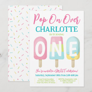 Convite para primeiro aniversario de picolé, Pop s