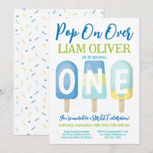 Convite para primeiro aniversario de picolé, Pop s