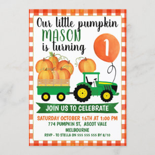 Convite para primeiro aniversario de Pumpkin