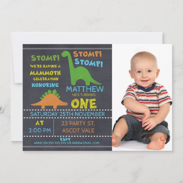 Convite para primeiro aniversario de quadro de fot (Frente)