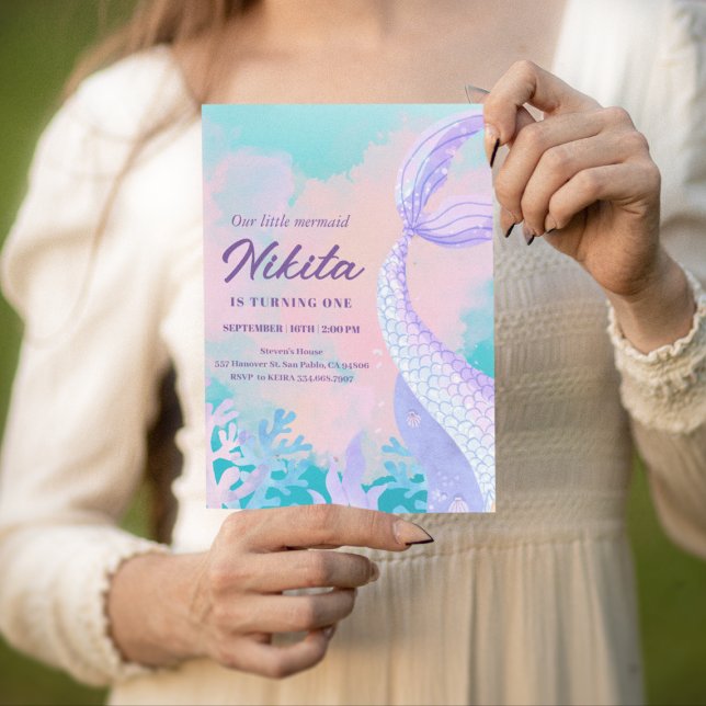 Convite para primeiro aniversario de sereia de aqu (Criador carregado)