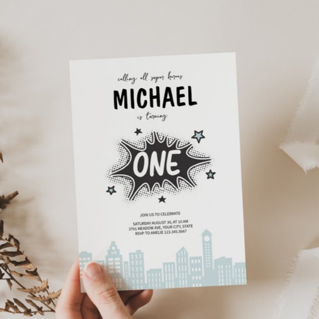 Convite para primeiro aniversario de Super Herói d (Criador carregado)