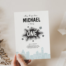 Convite para primeiro aniversario de Super Herói d