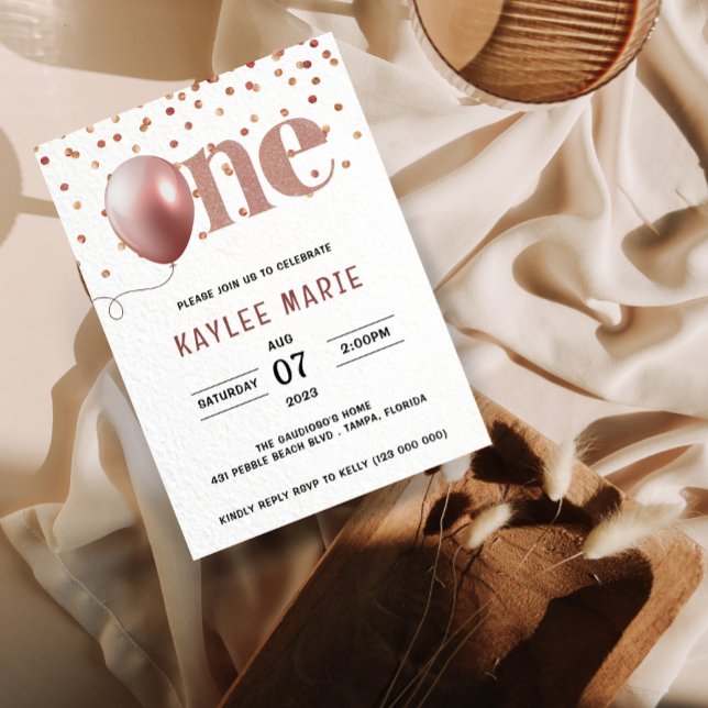 Convite para primeiro aniversario de Tema Rosa Ele (Criador carregado)