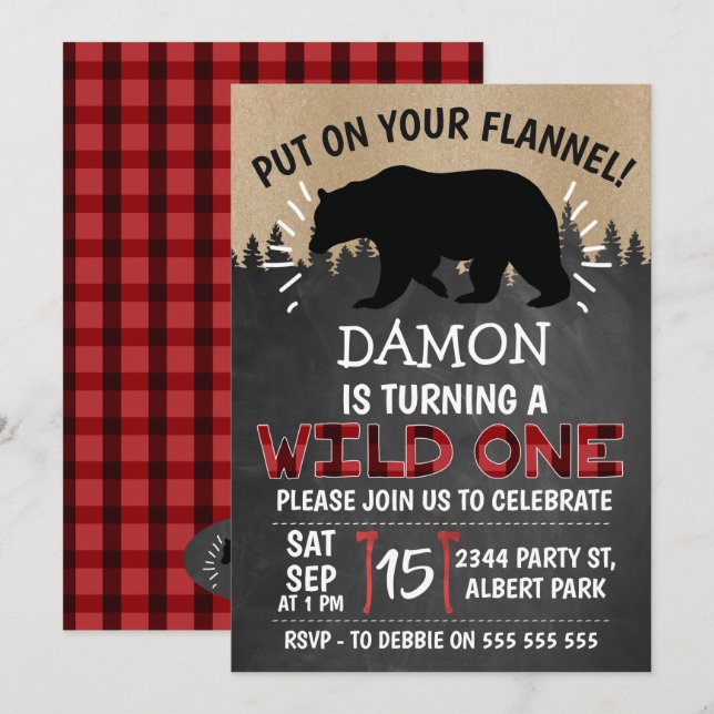 Convite para primeiro aniversario de um Urso de Lu (Frente/Verso)