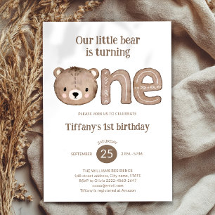 Convite para primeiro aniversario de Urso Bonito -