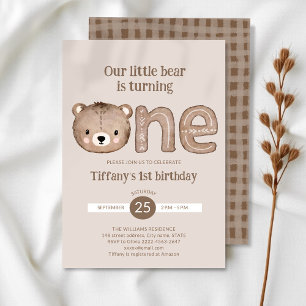 Convite para primeiro aniversario de Urso Bonito -