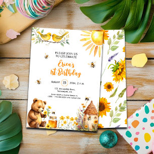 Convite para primeiro aniversario de Urso de Teddy