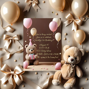 Convite para primeiro aniversario de Urso de Teddy