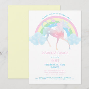 Convite para primeiro aniversario do Unicorn Rainb