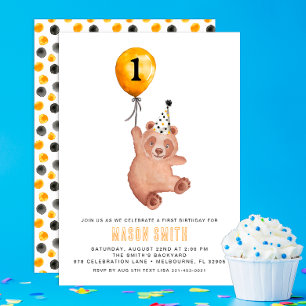 Convite Para primeiro aniversario Do Urso De Madei