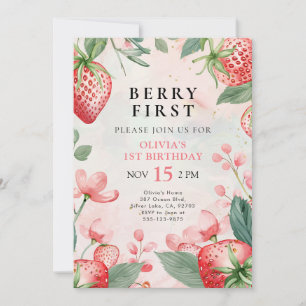Convite para primeiro aniversario Floral Berry Fir