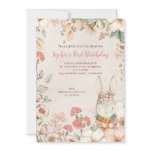 Convite para primeiro aniversario Floral de Bunny 