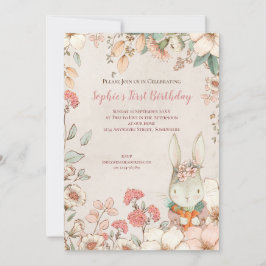 Convite para primeiro aniversario Floral de Bunny 
