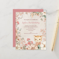 Convite para primeiro aniversario Floral de Cat