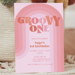 Convite para primeiro aniversario Groovy One Boho