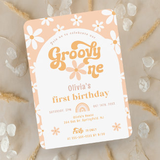 Convite para primeiro aniversario Groovy One Boho