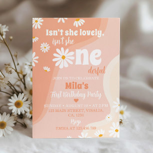 Convite para primeiro aniversario Groovy Retro Dai