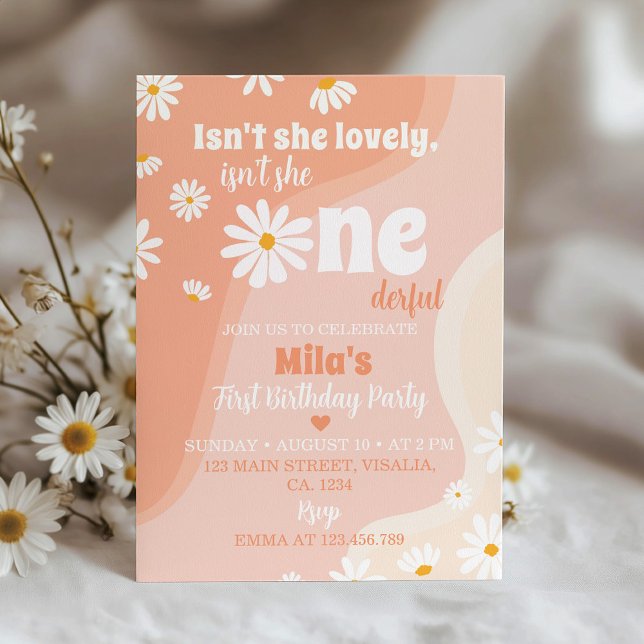 Convite para primeiro aniversario Groovy Retro Dai (Criador carregado)