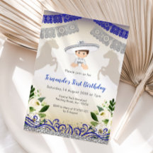 Convite para primeiro aniversario Marinho Azul Pra