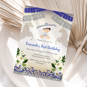 Convite para primeiro aniversario Marinho Azul Pra