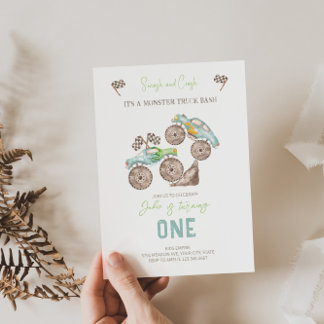 Convite para primeiro aniversario Monster Truck Ba