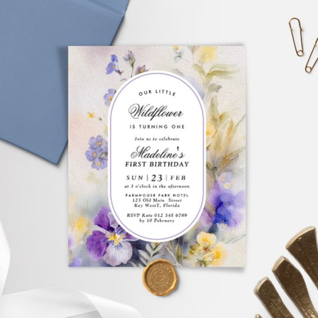 Convite para primeiro aniversario Púrpura e Amarel (Criador carregado)