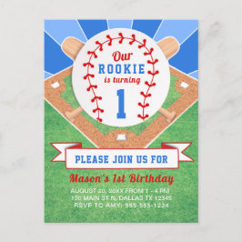 Convite para primeiro aniversario Rookie Baseball