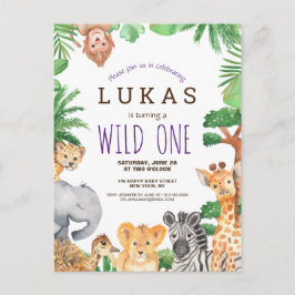 Convite para primeiro aniversario Safari Selva