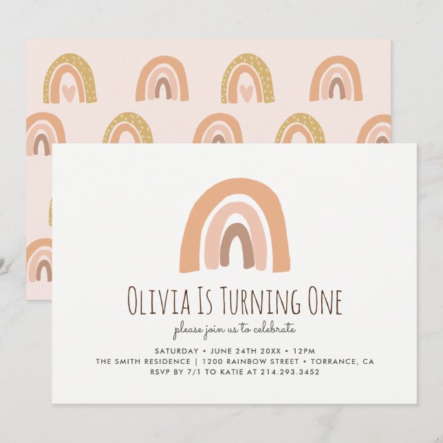 Convite para primeiro aniversario Terrestre Pastel (Frente/Verso)