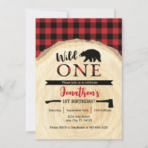 Convite para primeiro aniversario Wild One Lumberj