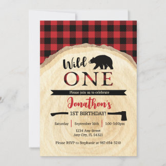 Convite para primeiro aniversario Wild One Lumberj