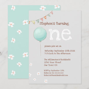 Convite para primeiros aniversarios Balões e Sina