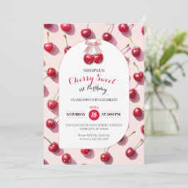 Convite para primeiros aniversarios Cherry Sweet