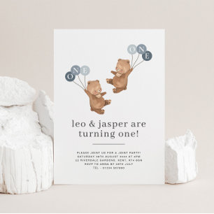 Convite para primeiros aniversarios Conjuntos Bear