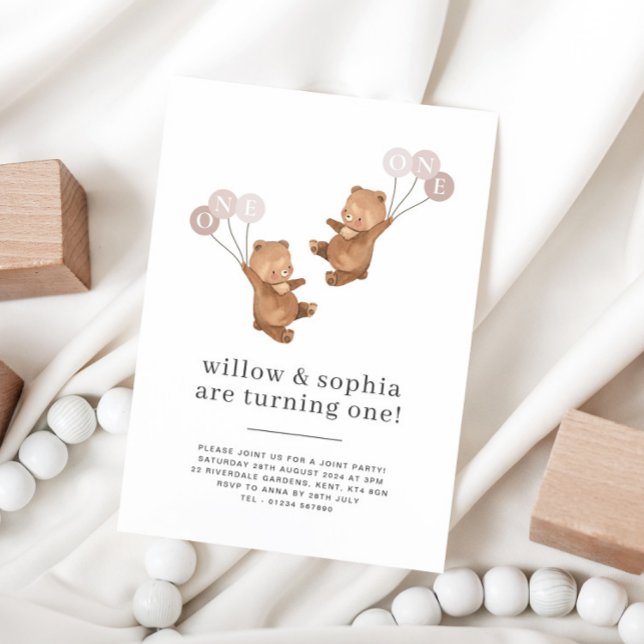 Convite para primeiros aniversarios Conjuntos Bear (Criador carregado)
