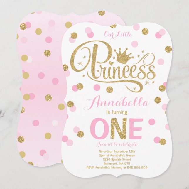 Convite para primeiros aniversarios da Princesa, c (Frente/Verso)