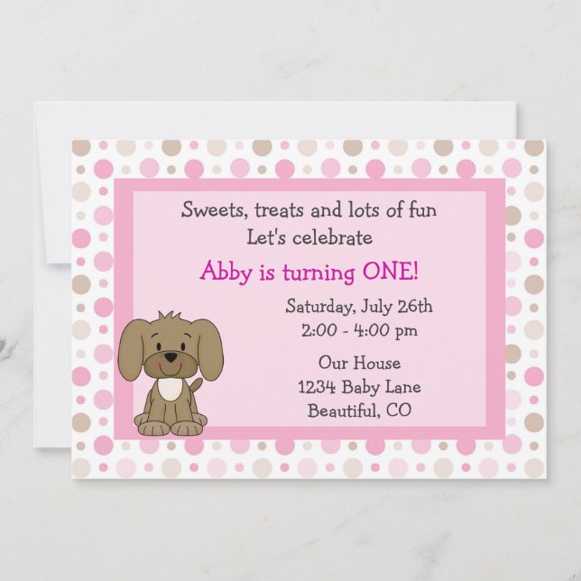 Convite para primeiros aniversarios de Cachorro Ca (Frente)