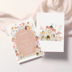 Convite para primeiros aniversarios de fada rosa